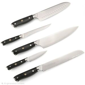 Helios Kitchen 5 Piece Damascus Knife Set Stainless Steel